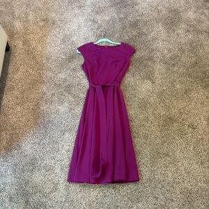Chic Magenta Midi Dress with Belt